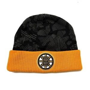 Boston Bruins Fanatics NHL Gold Black Cuffed Ribbed Beanie Knit Hat, One Size